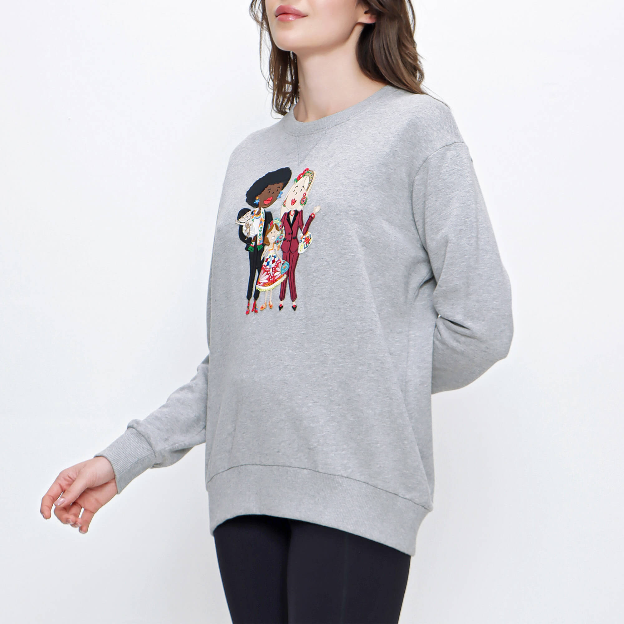 Dolce&Gabbana - Grey Cotton DG Family Sweatshirt 